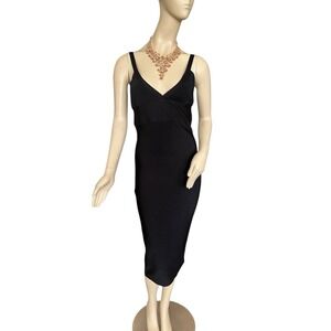Black Bandage Dress Large Bodycon Midi Sexy Cocktail Sleeveless Hourglass Party